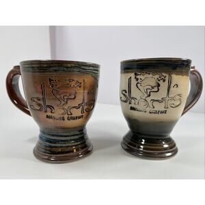 2 Hand Thrown Pottery Mugs Shorts Brewing Company